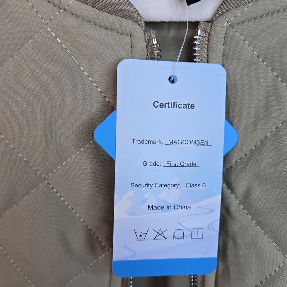 Magcomsen Women's Lightweight Jacket Sz L Khaki Beige Stitch Quilted Pockets - Picture 6 of 12